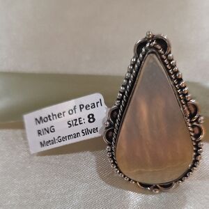 Mother of Pearl Teardrop Ring in German Silver